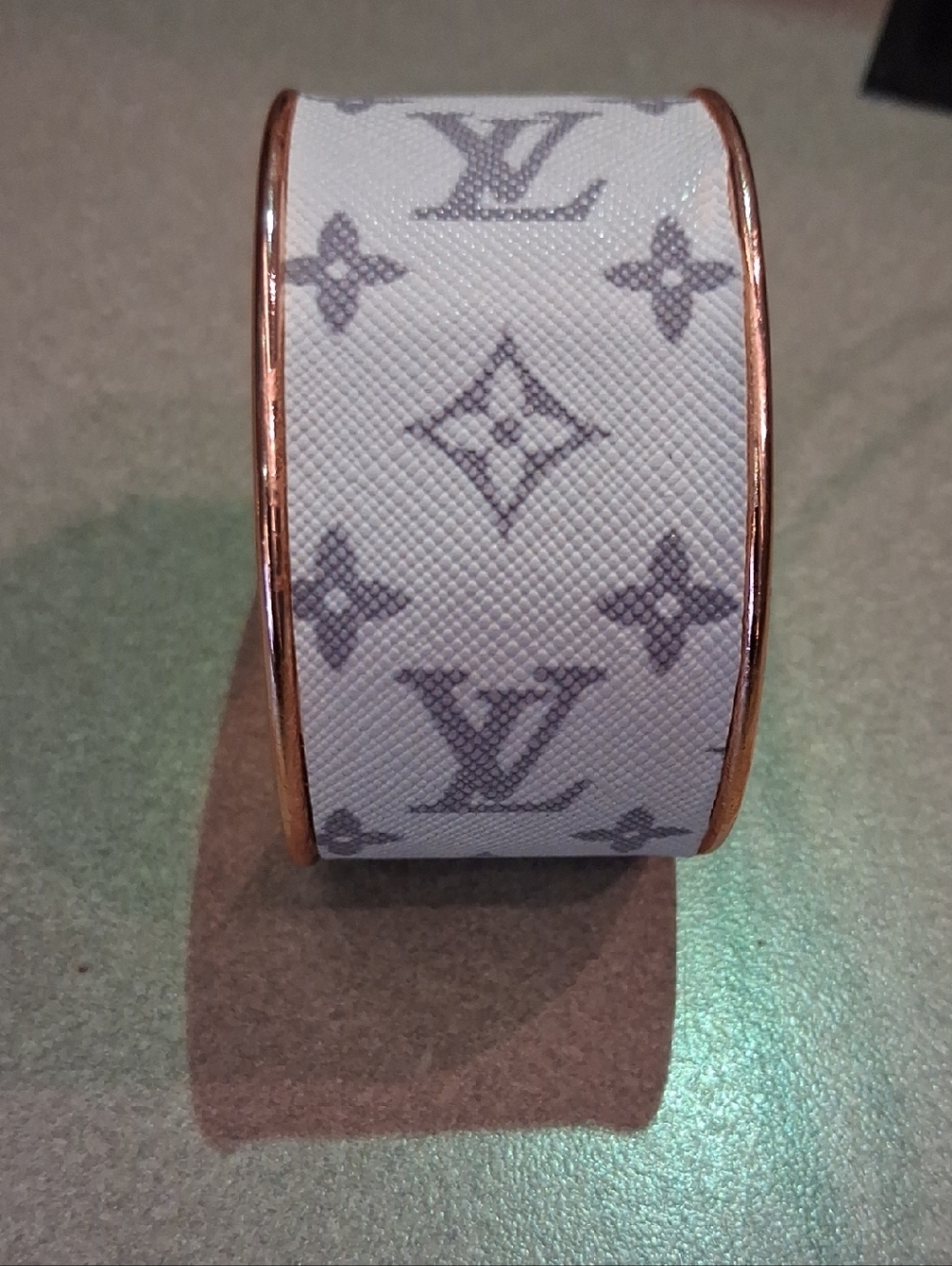 Louis Vuitton White Canvas Monogram Cuff with Rose Gold Edges